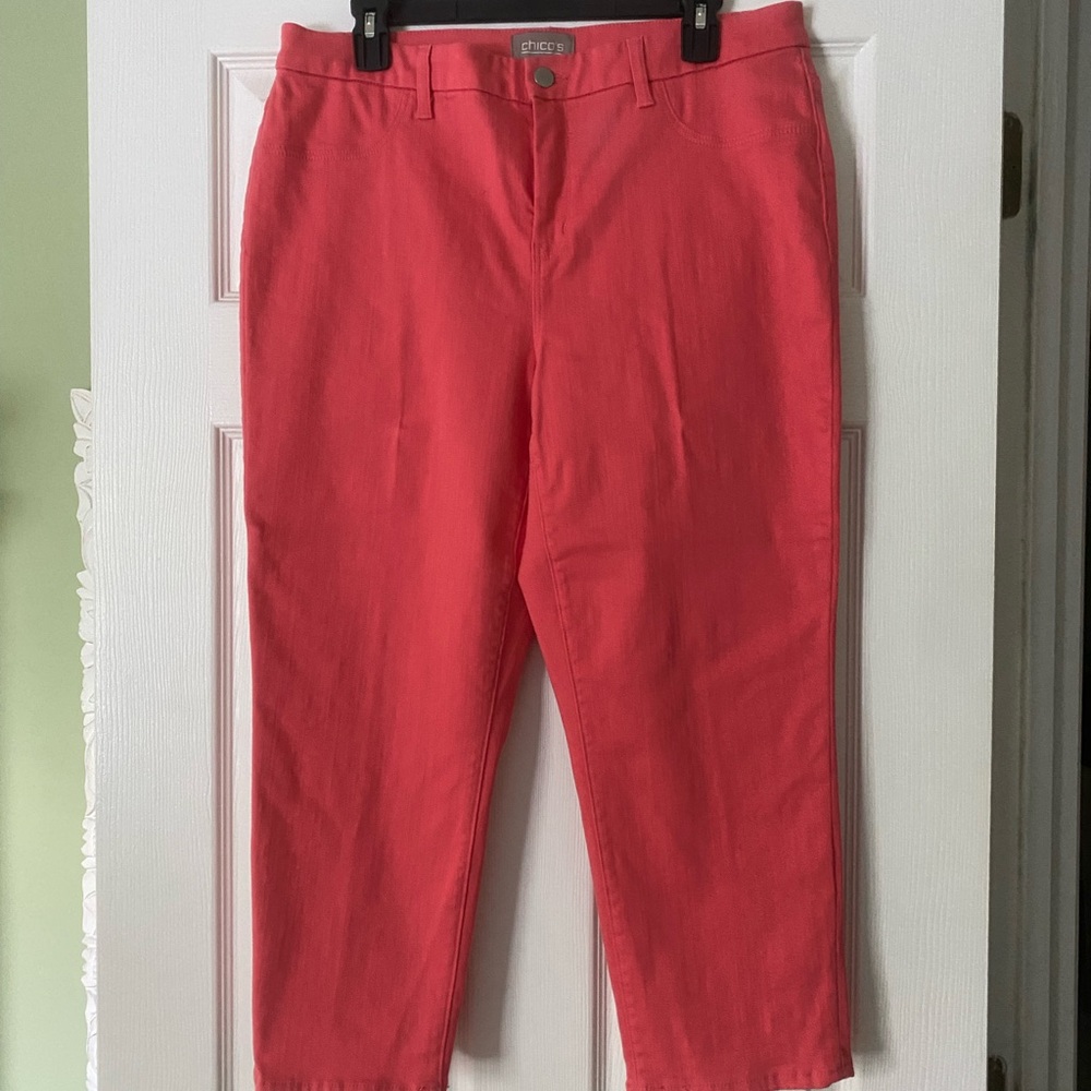 Chico's Coral Straight-Leg Chinos